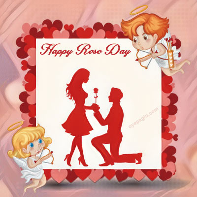 girl and boy happy rose day