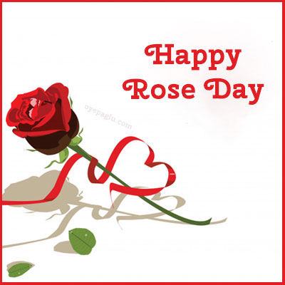 happy rose day with rose and ribben heart