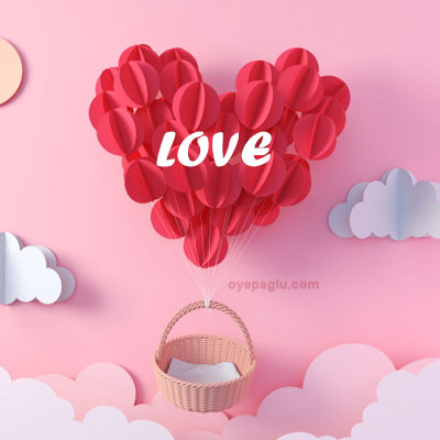 Red balloon in heart shape flying love image