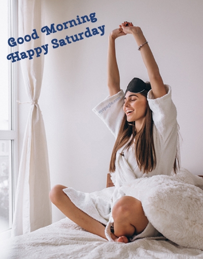 girl happy good morning saturday image