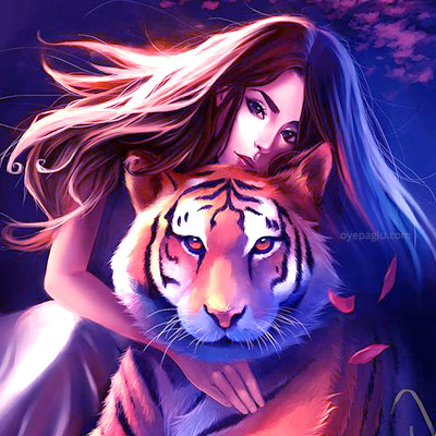 girl with tiger Stylish dp