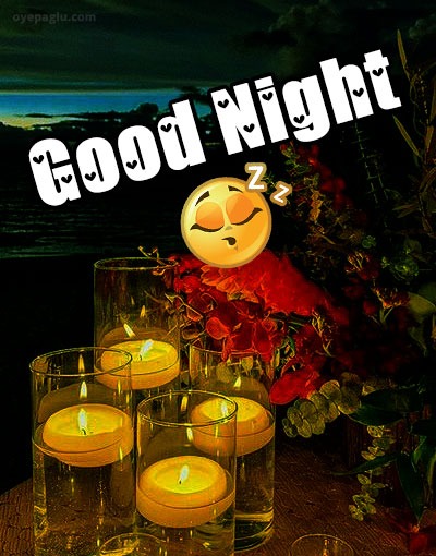 sleeping emoji with Good night candle images