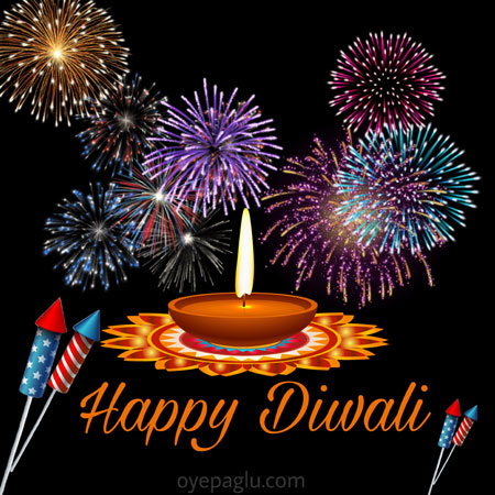 happy diwali with firecrackers