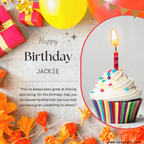 Happy Birthday JACKIE gif with candles