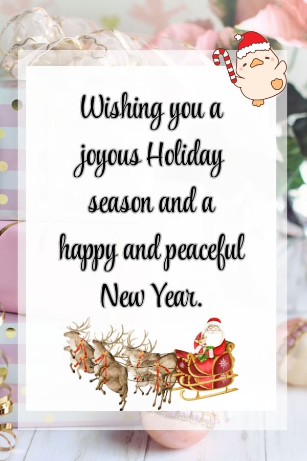 Wishing you a joyous Holiday season and a happy and peaceful New Year