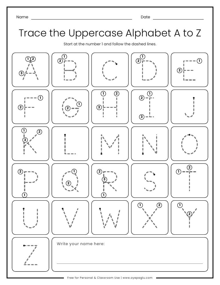 Download Abc Writing Alphabet Tracing Worksheets A to Z - Free Printable PDFs with Stroke Order